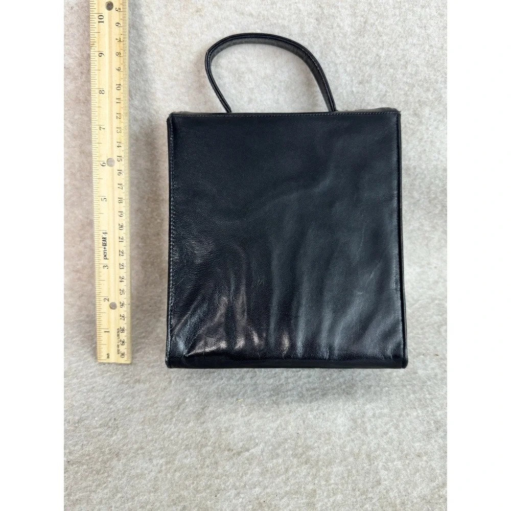 Frenchy of California Black Leather Handbag Suede Lining‎